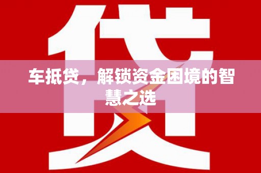 乐山车抵贷，解锁资金困境的智慧之选